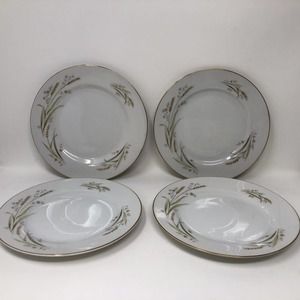 Golden Harvest Wheat Design Plates Set of 4 Bread Roll Appetizer Dessert 6 3/8"